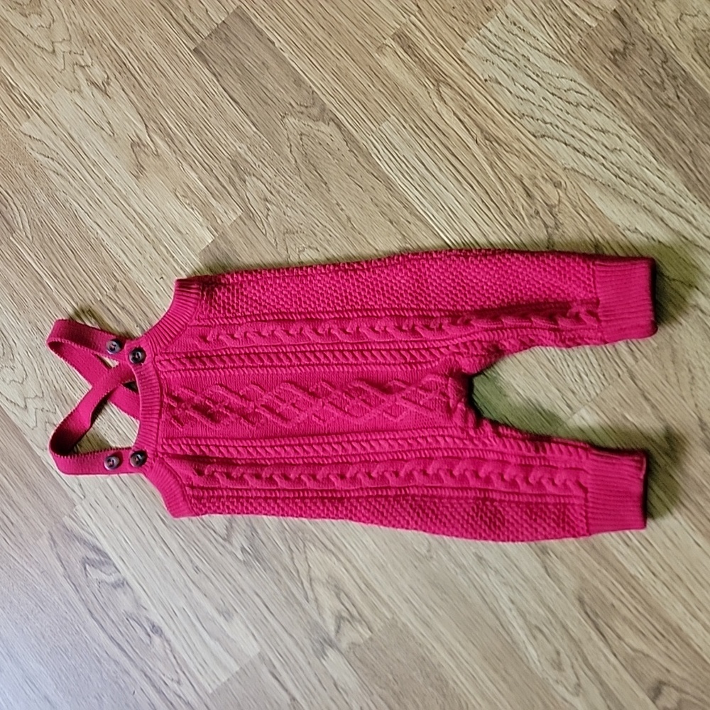 Hanna Andersson 6-12m baby red overalls